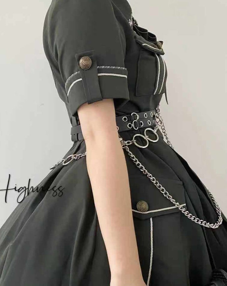 [Pre-order] Military Lolita Dark Gothic Short Sleeve Dress