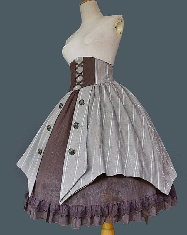 Steampunk Classical High Waist Skirt and Vest