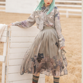 Moonlight flower Japanese style print pleated skirt Japanese loli