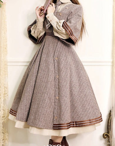 Retro detective dress coat 4-piece set