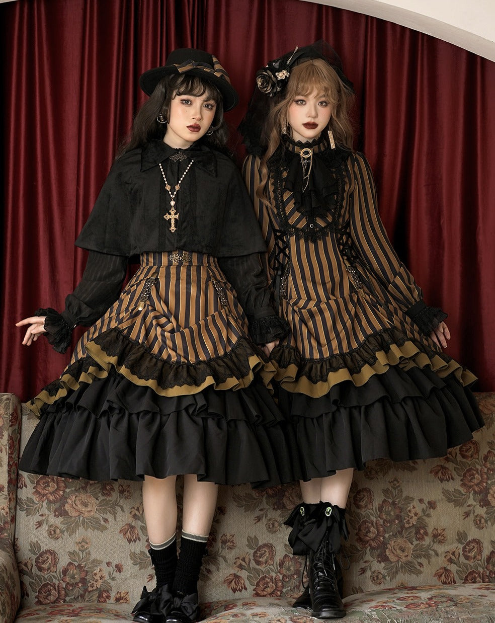 【予約販売】領主貴族のゴスロリ縦縞ハイウエストスカート