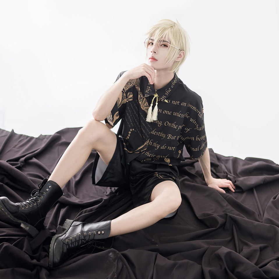 Prince Lolita Print String Tie Blouse