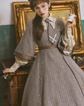 Retro detective dress coat 4-piece set