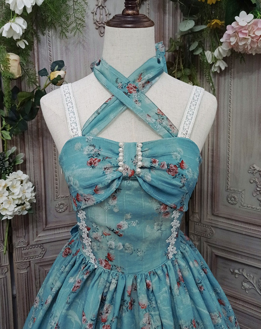 [Pre-order] Hanabeitang front ribbon classical jumper skirt