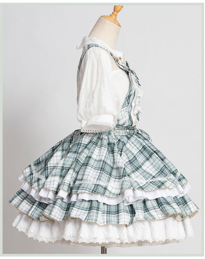 2way apron skirt with idol style frills and checks