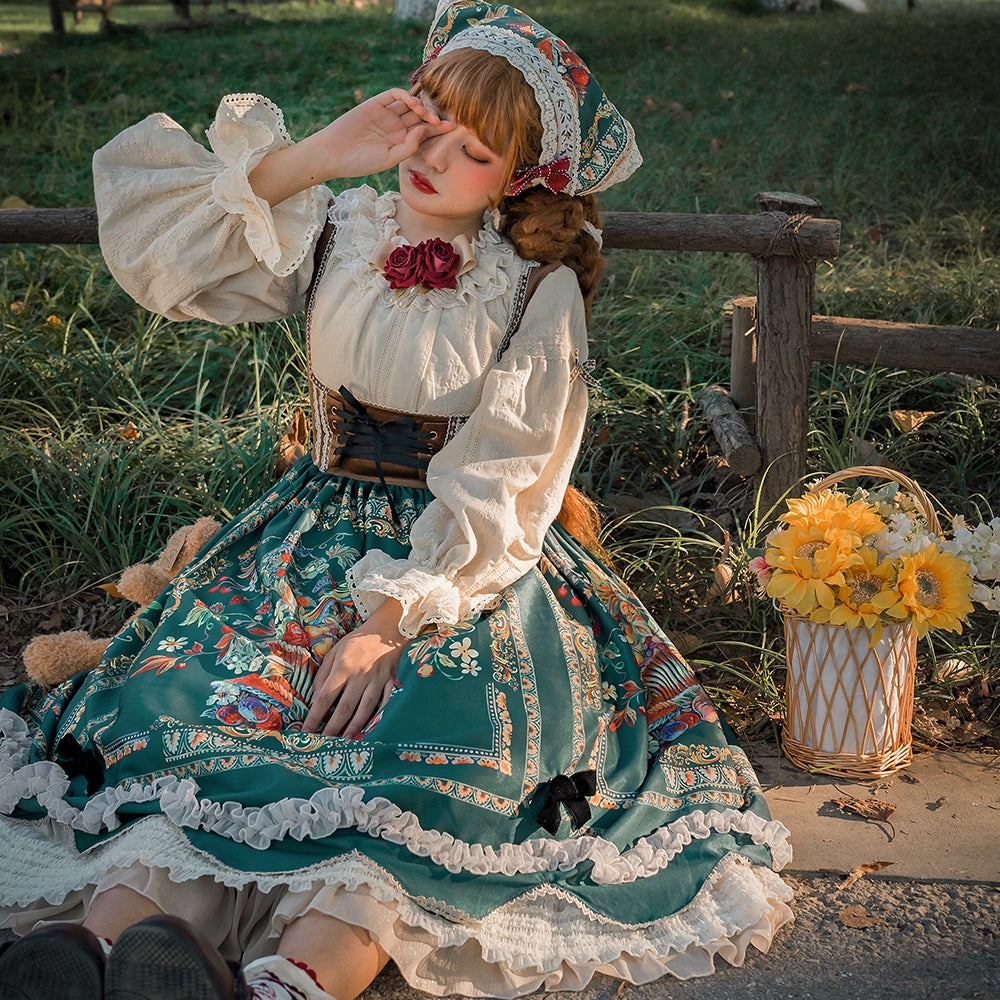 [Pre-order] Bavarian Girl Country-style Jumper Skirt [Long Type]