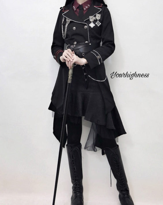 Oath in Black Military Lolita Skirt