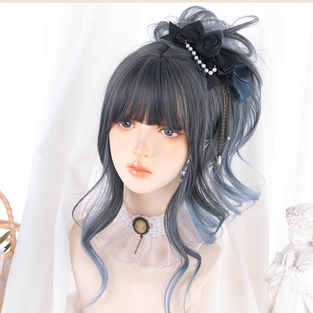 Lolita Wig Blue Gradation Loose Fluffy Curly Long