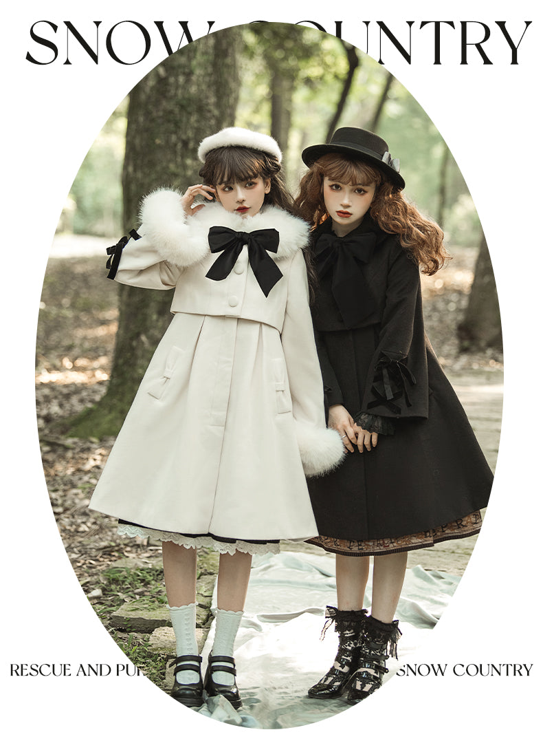[Outlet] Snow Romance Ribbon Sweet Coat, Ready to Ship, Off White, M Size