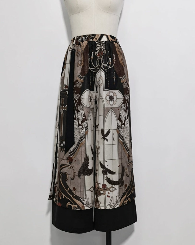 [Pre-order] Dark Night Command Prince Gothic Print Wide Pants