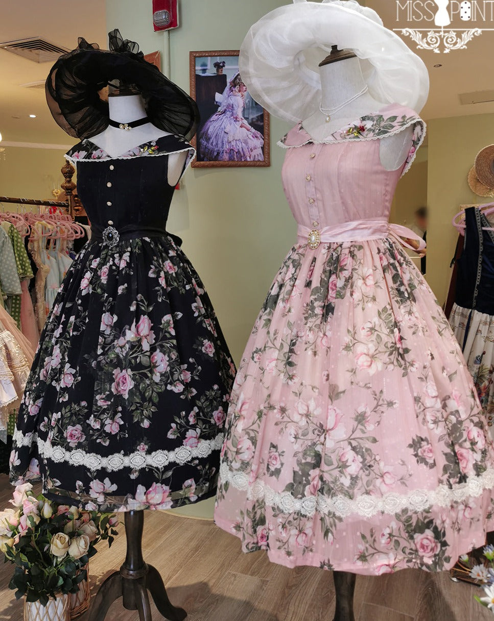 [Pre-order] Rose Garden 2-way design neck classic lolita jumper skirt