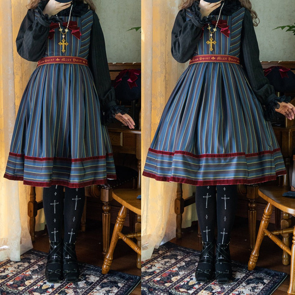 Gothic Lolita Vertical Striped Jumper Skirt of Lord Nobility