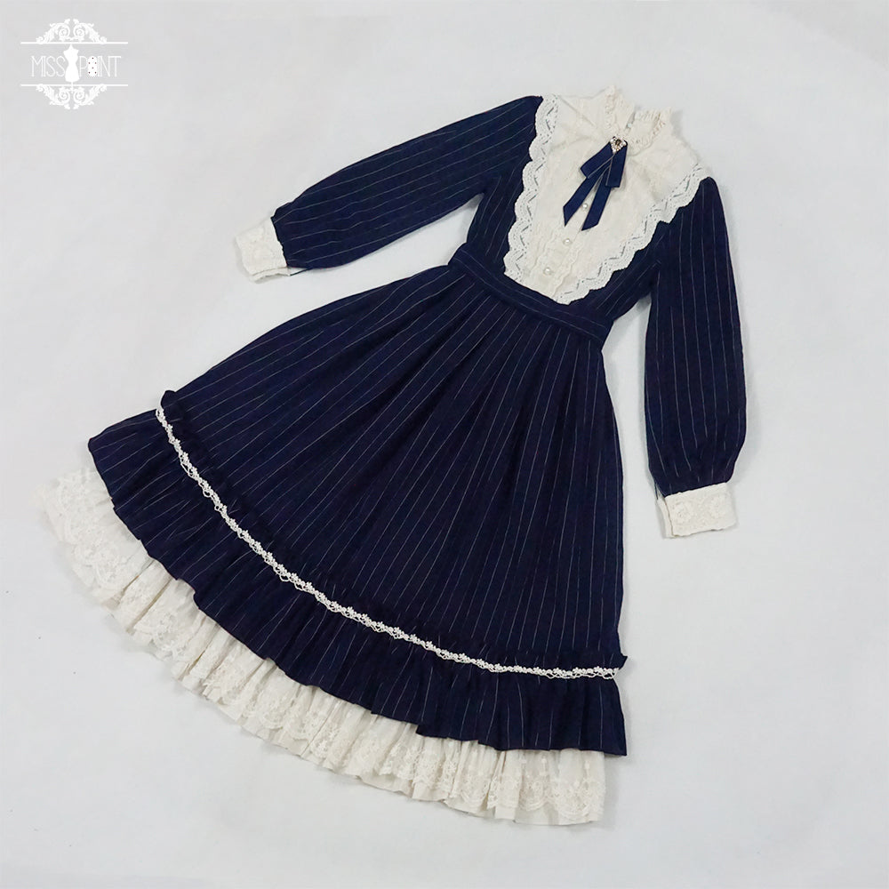 [Pre-order] British Classical Lolita Vertical Striped Dress