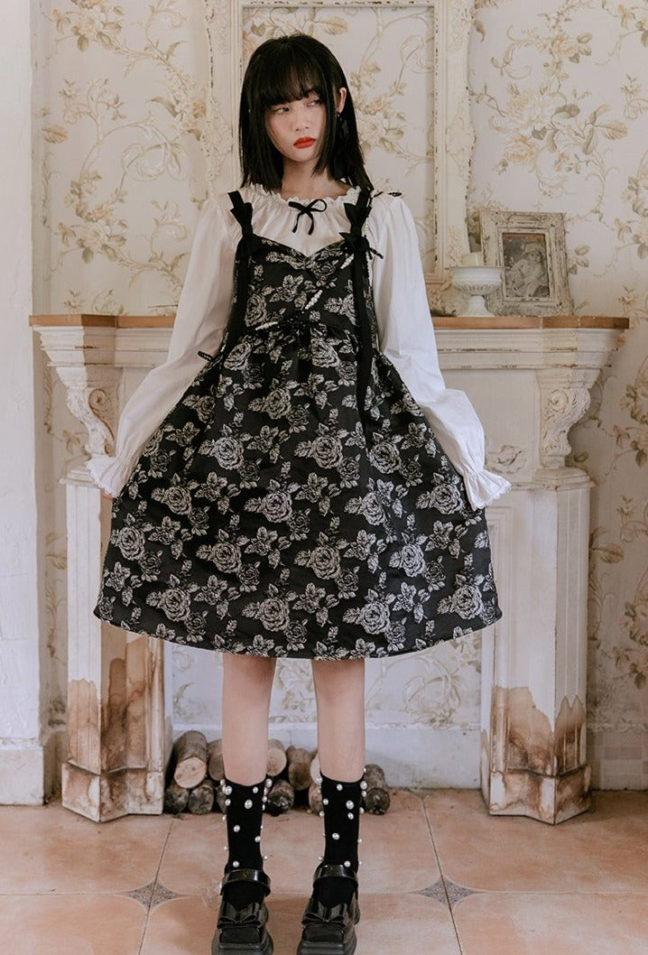 [Reservation sale] Alice-style long-sleeve puff sleeve blouse French retro girly frills and lace