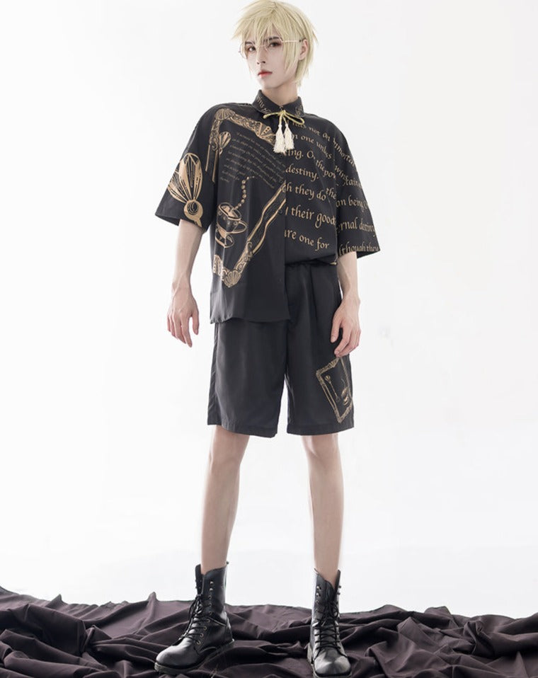 Prince Lolita Print String Tie Blouse