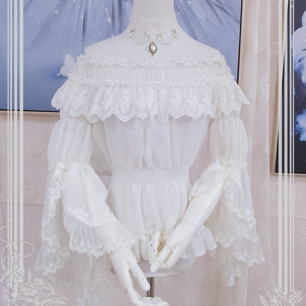 Chiffon lace princess sleeve blouse [20% off with combined purchase &amp; coupon input]