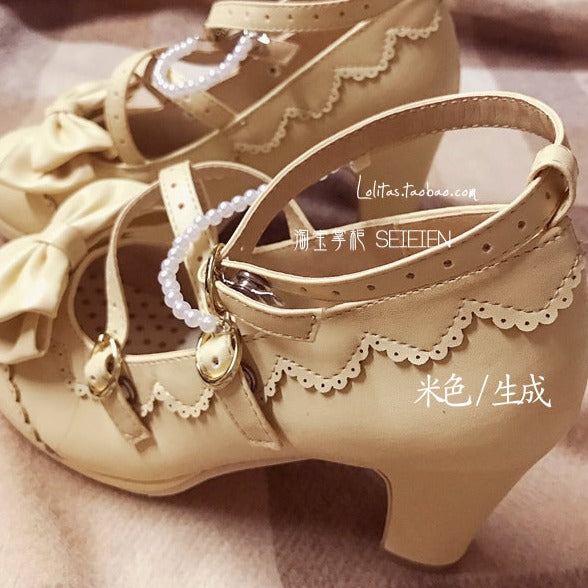 Elegant Pearlized Strap Lolita Shoes