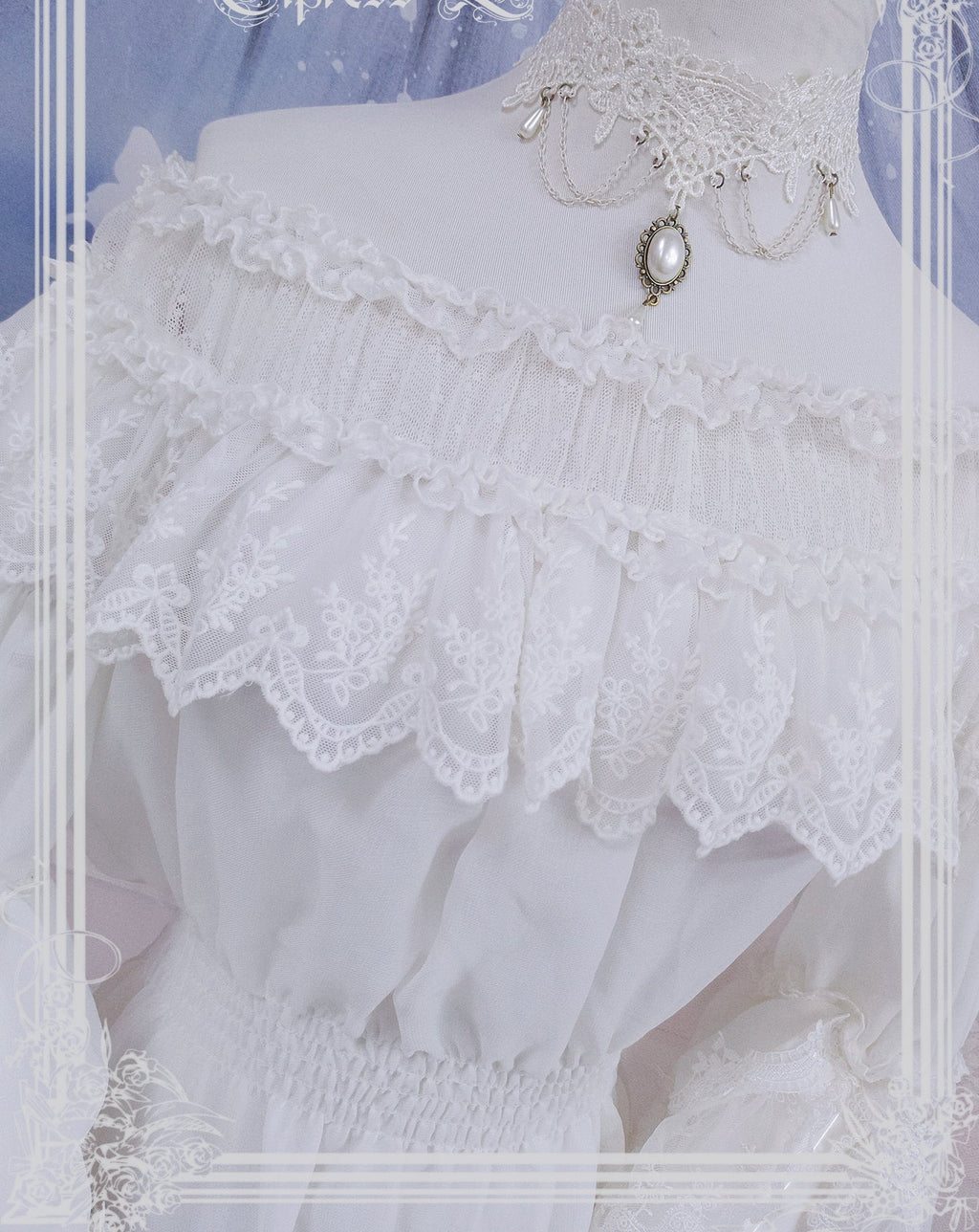 Chiffon lace princess sleeve blouse [20% off with combined purchase &amp; coupon input]