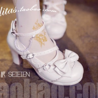 Elegant Pearlized Strap Lolita Shoes