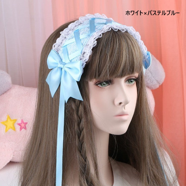 レースとリボンのロリィタヘッドドレス 全22色