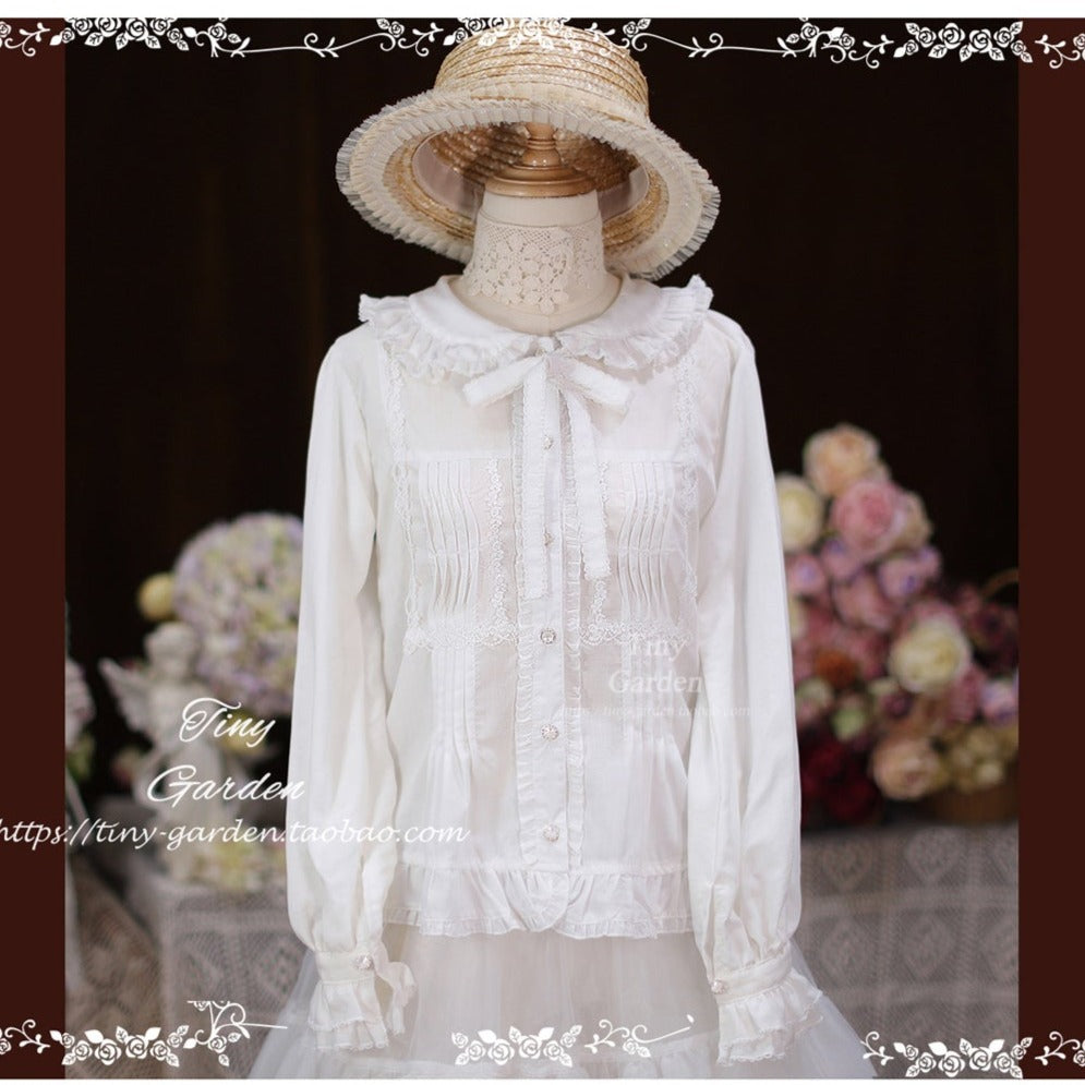 [Outlet] French Girly Ribbon Tie Blouse