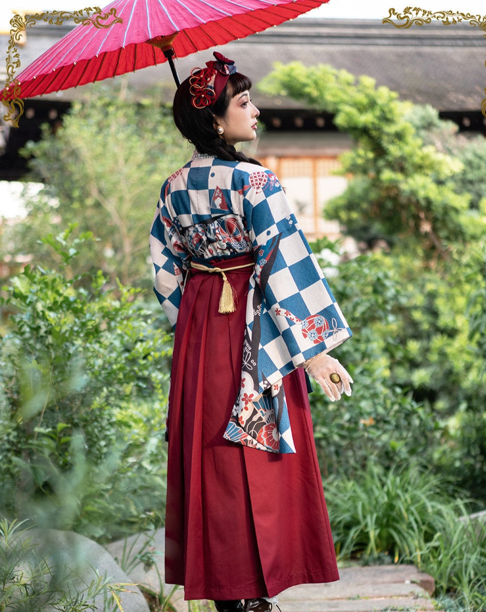 Japanese-style print and lace kimono-style tops [20% off when purchased together]