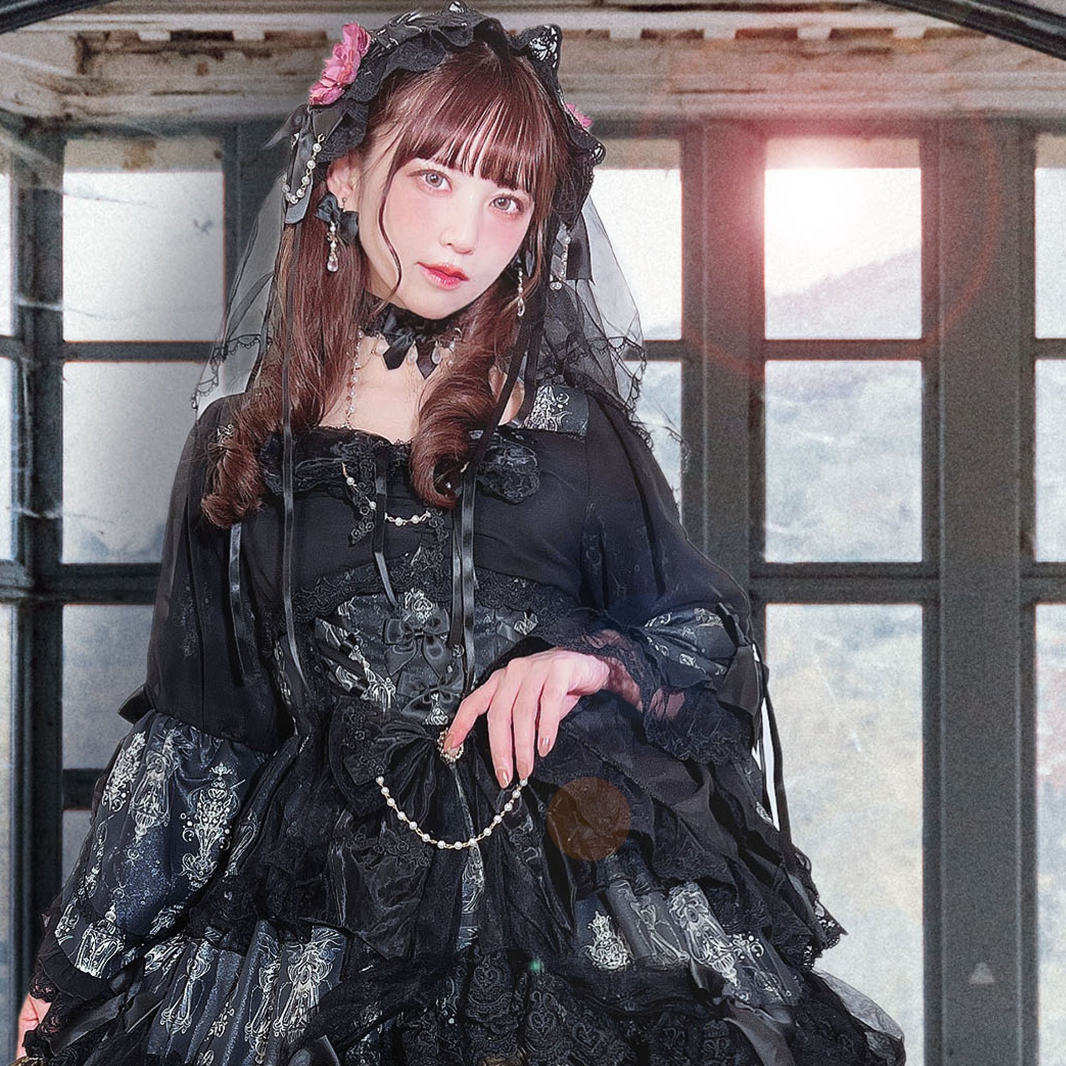 Day and Night Lace and Frill Bride Lolita Dress Full Set
