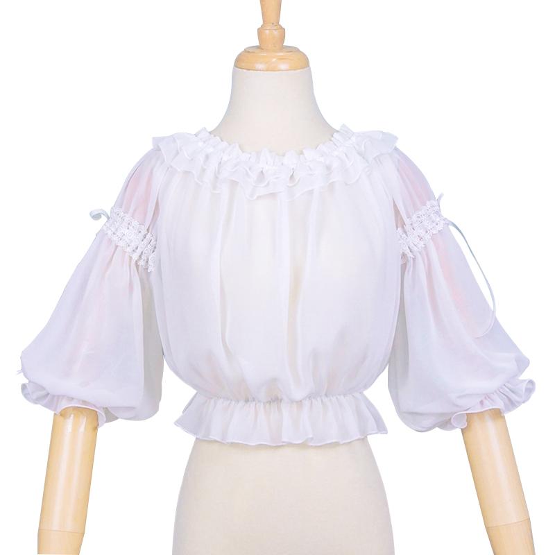 リボンレースふわふわブラウス - ロリータファッション通販RonRon