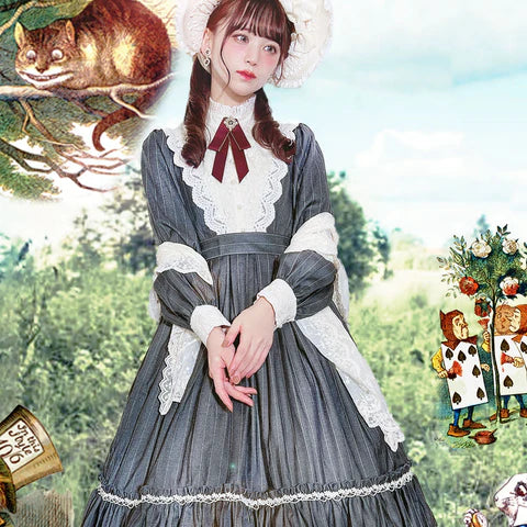 [Pre-order] British Classical Lolita Vertical Striped Dress